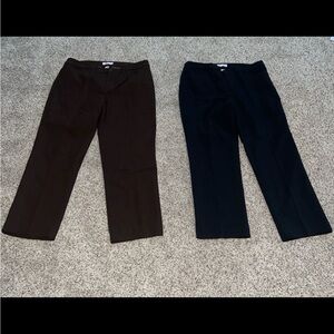 2 Pair Christopher & Banks Dress Pants Size 12 Short Brown & Black Straight leg